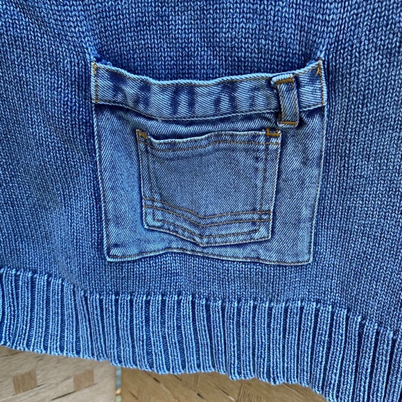 Quacker Factory Blue Knit Crystal Embellished Full Zip Sweater 2X Denim Pockets - Picture 5 of 12